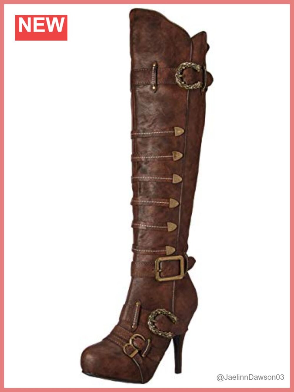 Women's Knee-High Pirate Boot with Side Zipper Chukka Stiletto Heel